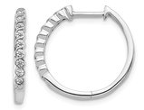 1/4 Carat (ctw) Diamond Huggie Hoop Earrings in 14K White Gold (2/3 inch)
